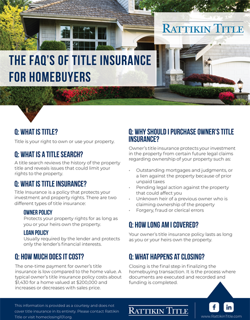 The FAQ's of Title Insurance for Homebuyers