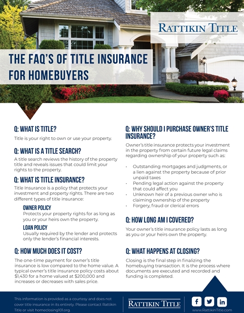 The FAQ's of Title Insurance for Homebuyers