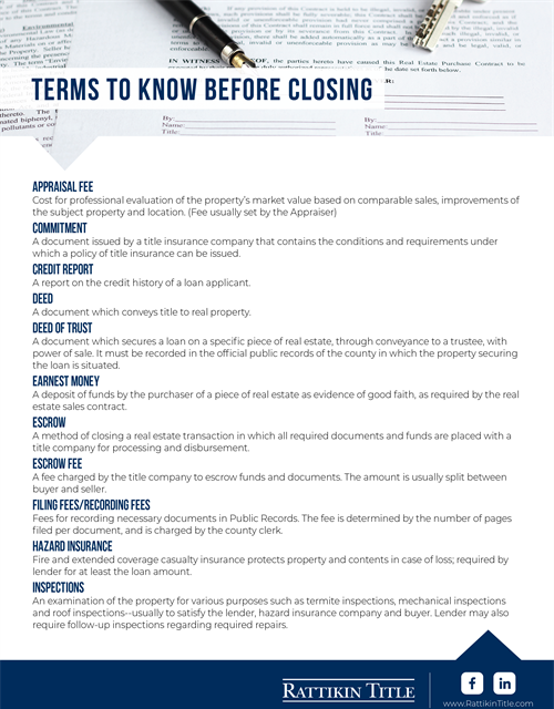 Terms to Know Before Closing