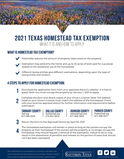 2021 Texas Homestead Tax Exemption