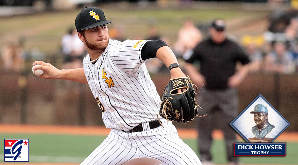 Tanner Hall of Southern Miss threw eight scoreless innings against Louisiana, allowing three hits, while fanning 12 Cajuns.