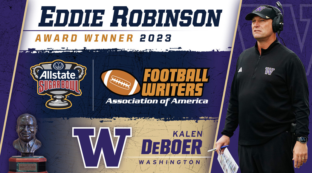 Kalen DeBoer is Washington&rsquo;s second winner of the FWAA&rsquo;s National Coach of the Year Award
