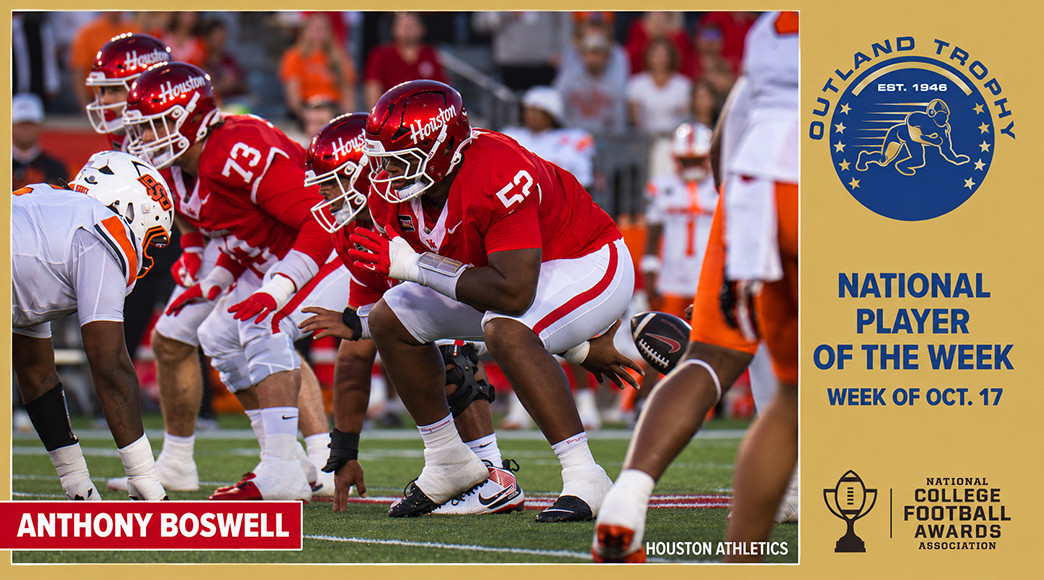 Anthony Boswell is the first Houston player to earn the Outland Trophy National Player of the Week honor.